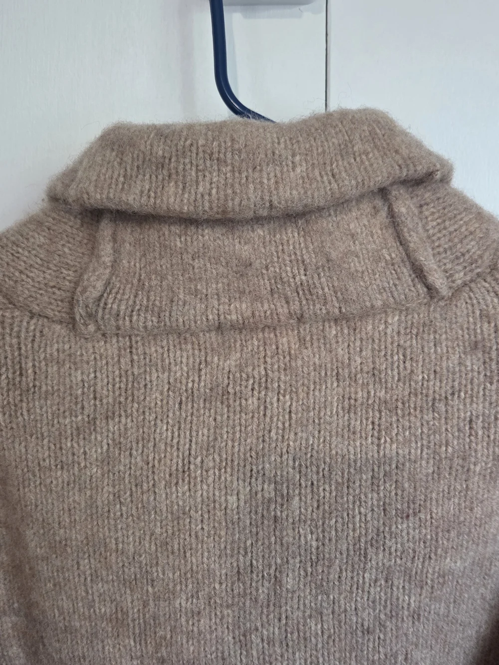VTG L.L. Bean Shetland Wool Shawl Collar Sweater XL Oatmeal Elbow Patch